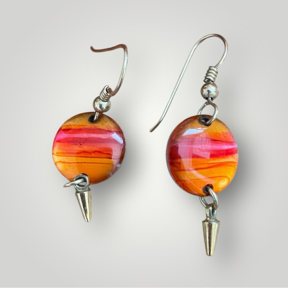 Vibrant Orange and Red Dangle Earrings